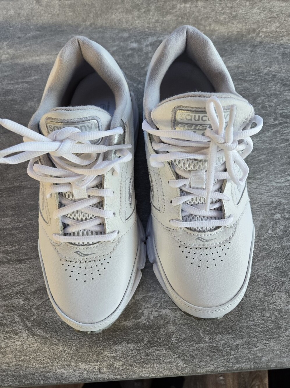 Women's Saucony Power Grid Running Shoes - White And Grey US Size 8 Wide